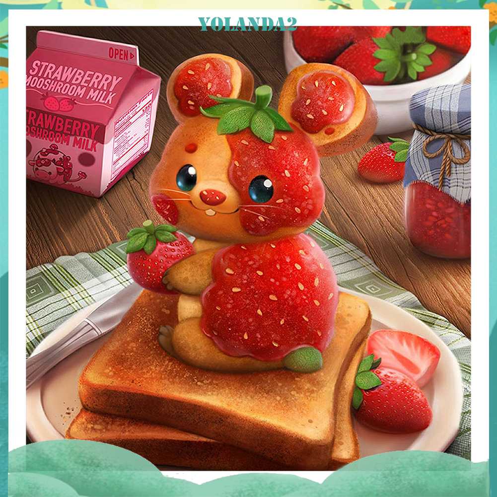 Tranh Đính Đá Kim Cương Toàn Bộ 5D DIY Hình Vẽ Thỏ Dâu Tây