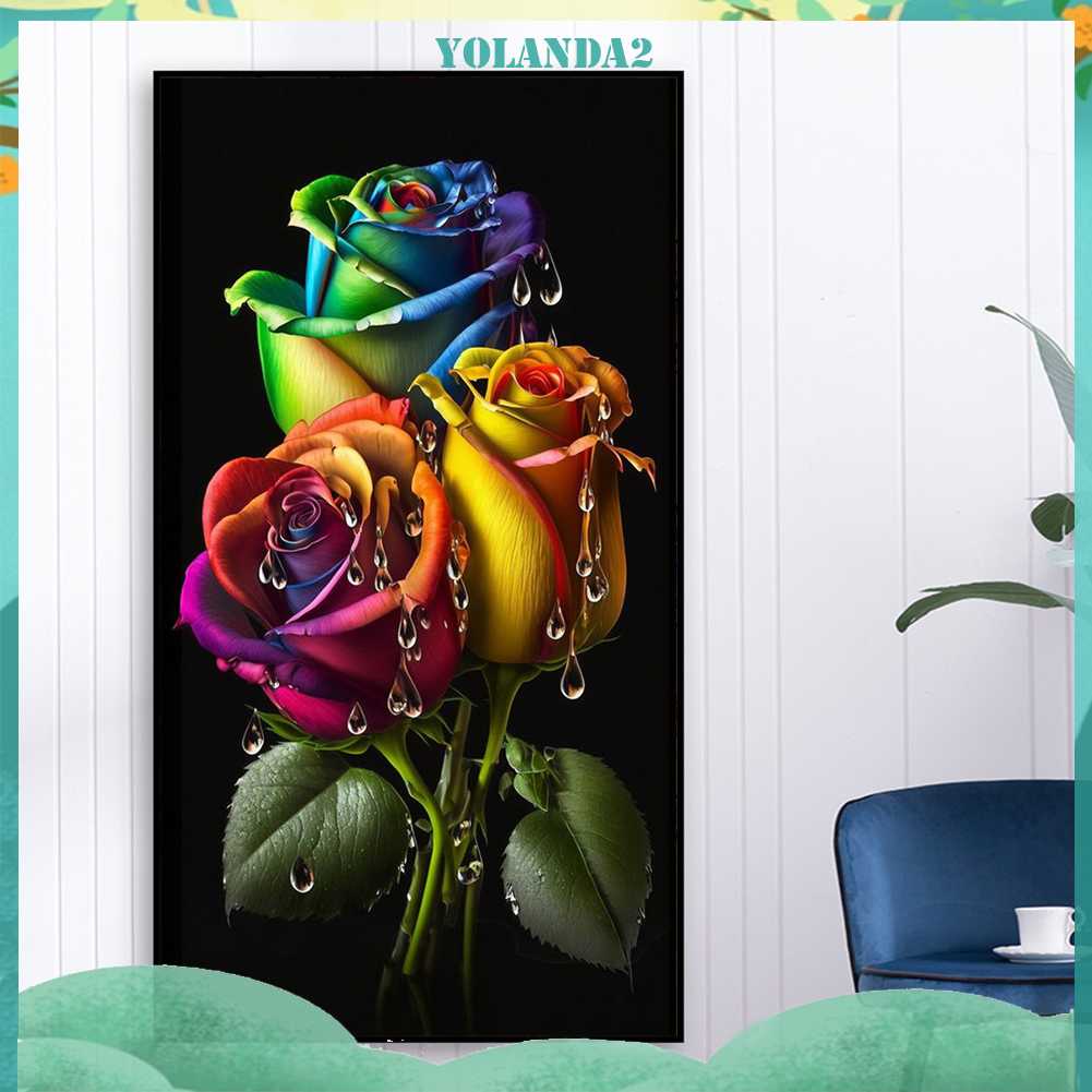 Tranh Đính Đá Kim Cương Toàn Bộ 5D DIY Hình Vẽ Hoa Hồng