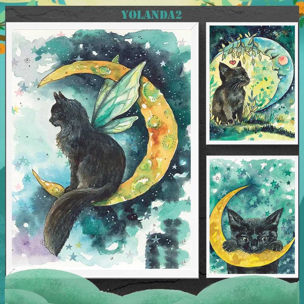 Tranh Đính Đá Kim Cương Toàn Bộ 5D DIY Hình Vẽ Mèo Trang Trí Nhà Cửa