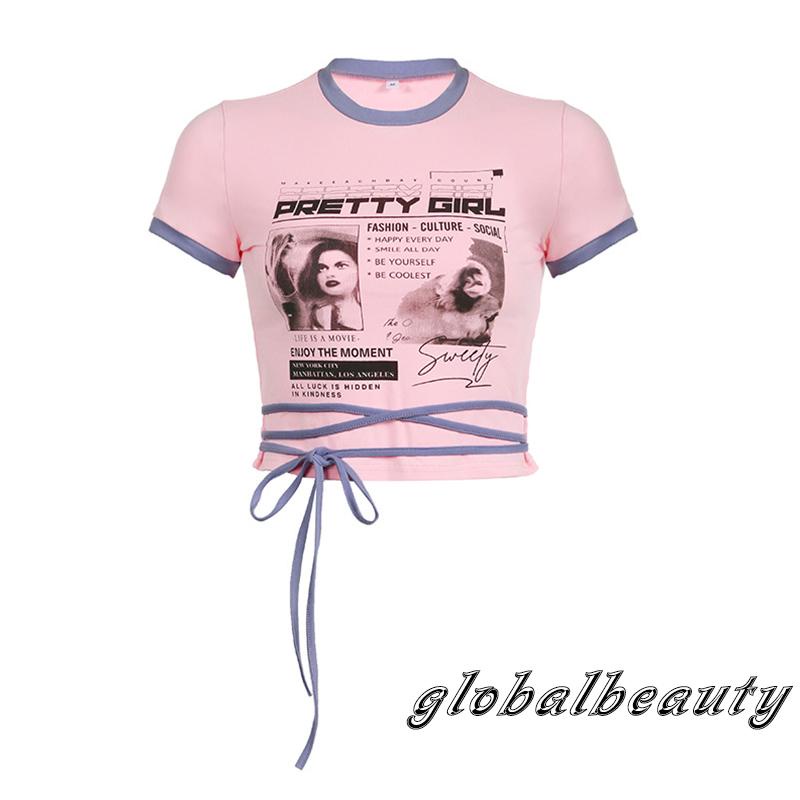 Áo Thun Crop Top Ngắn Tay Họa Tiết Chân Dung Thời Trang Mùa Hè Cho Nữ