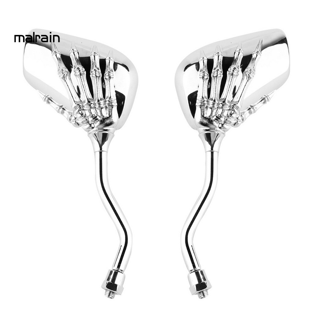 1 Cặp Gương Chiếu Hậu Bên Trái / Phải Hình Bàn Tay Đầu Lâu Cho Xe Máy