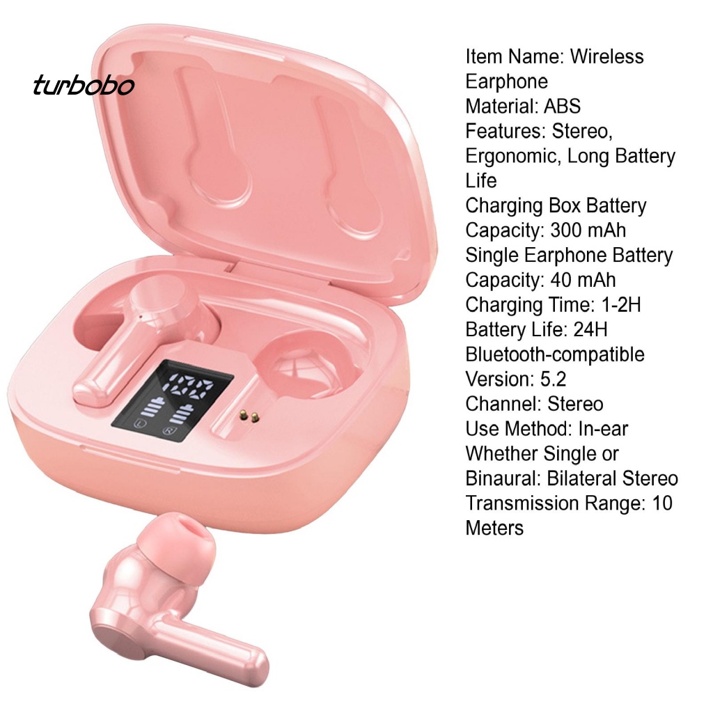 1 Set Tai Nghe Nhét Tai Không Dây Bluetooth Hiển Thị Màn Hình Kỹ Thuật Số Bằng ABS Có Đèn LED Dùng Khi Gọi Điện Thoại