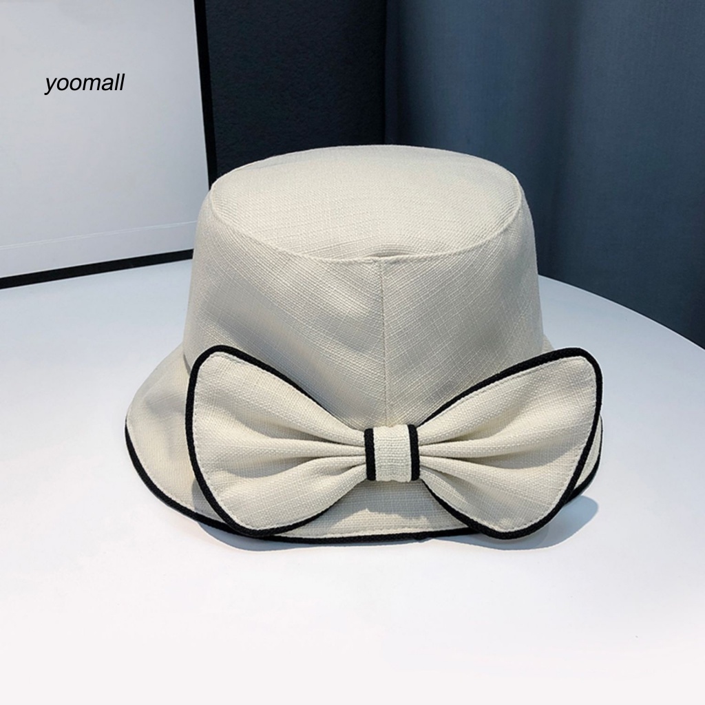 Mũ Tai Bèo Mềm Mại Thoáng Khí Đính Nơ Màu Tương Phản Trang Trí