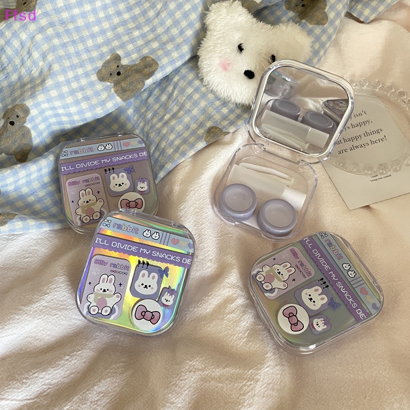 {Ffsd} Hộp Đựng Kính Áp Tròng Hình Gấu Màu Laser Đơn Giản Nhỏ Gọn Tươi Mới Phong Cách INS Làm Quà Tặng * Bán Chạy