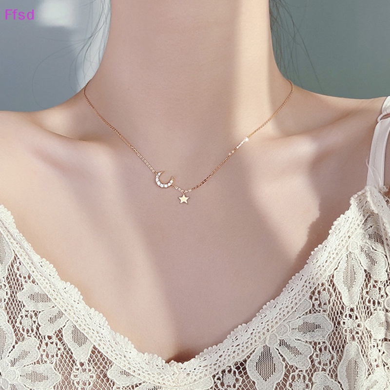 {Ffsd} Bộ Trang Sức Vòng Tay / Vòng cổ Mặt Trăng / Ngôi Sao Đính Đá Zircon Sáng Tạo Thời Trang Dành Cho Nữ