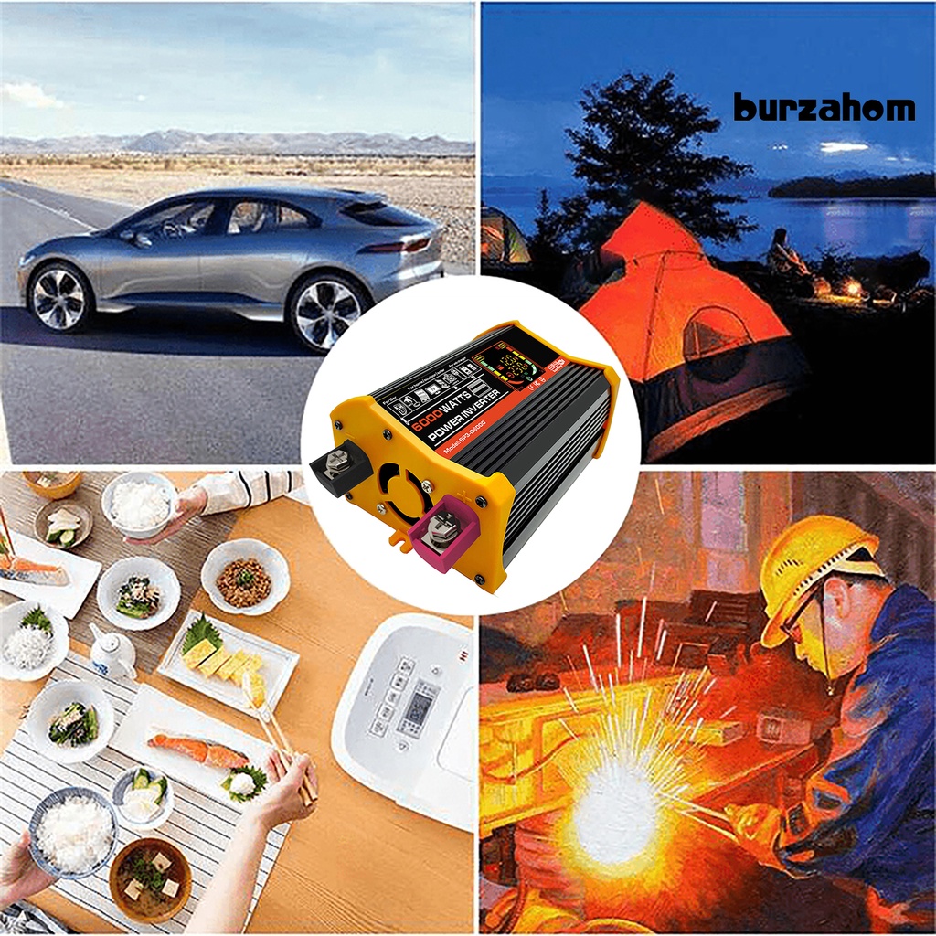 Bộ Chuyển Đổi Nguồn Điện 6000W Từ DC12V Sang AC220V / 110V Hai Cổng USB Cho Xe Hơi