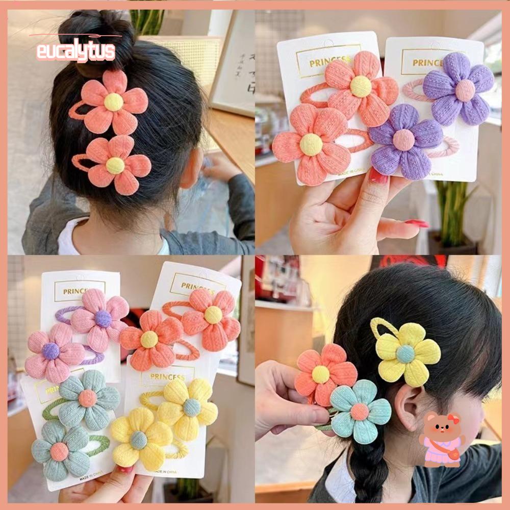Bộ 4 Cặp Kẹp Tóc Hoa Bằng Vải Dễ Thương Cho Bé Gái
