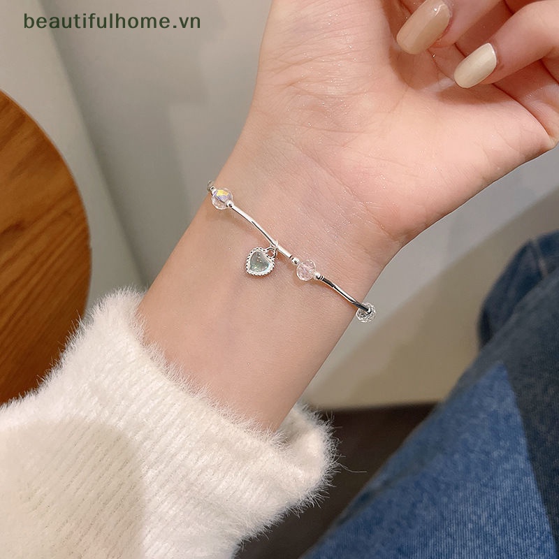 [beautifulhome] Vòng Tay Pha Lê Hình Trái Tim Nhiều Màu Sắc Ngọt Ngào Siêu Thơ Mộng Trang Trí Cho Bạn Gái [beauty]