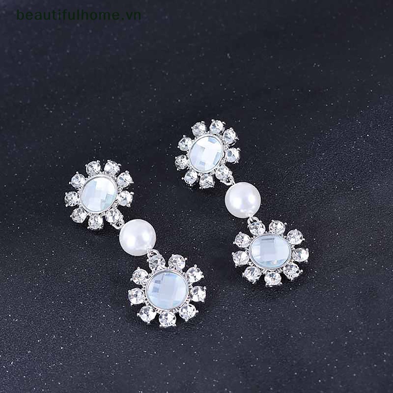 1 Đôi Bông Tai Hình Học Kim Cương Pha Lê Lấp Lánh Thời Trang