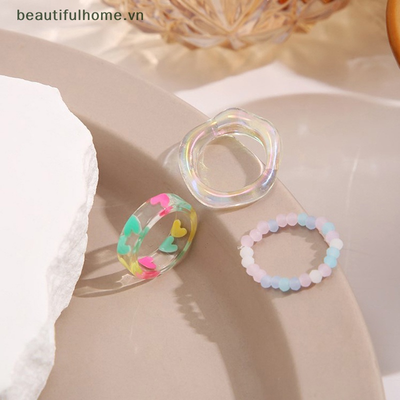 Bộ 2 Nhẫn Đính Đá Opal Hình Trái Tim Dây Điều Chỉnh Được Thời Trang Mùa Hè Hàn Quốc Dành Cho Bạn Nữ [beauty]