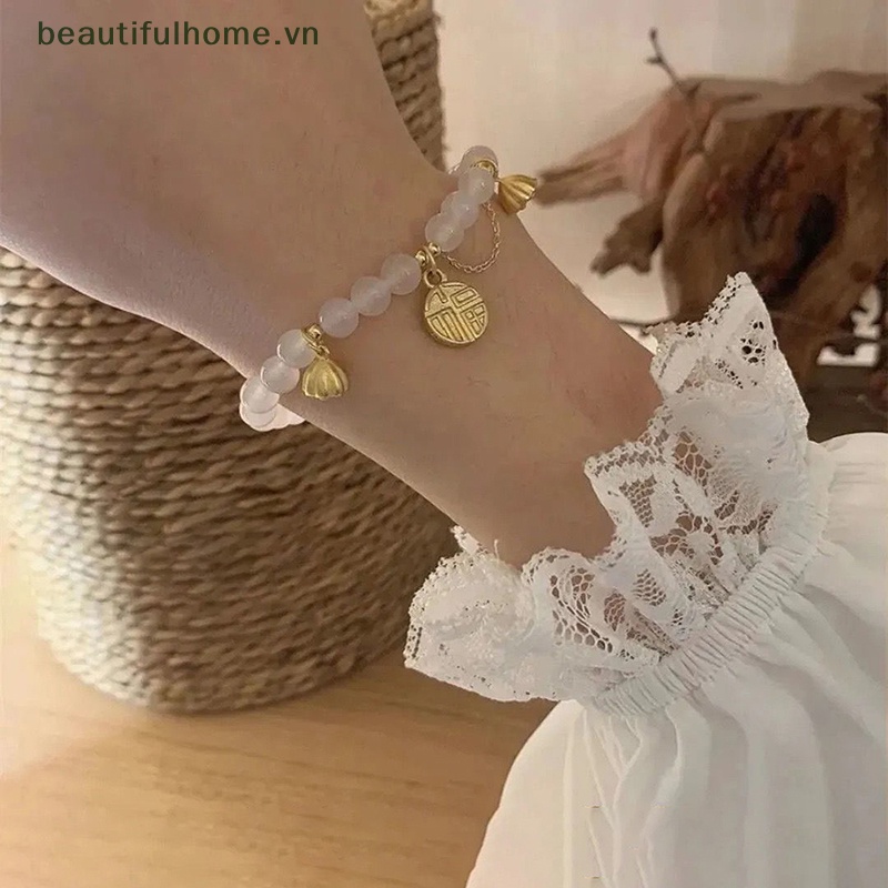 [beautifulhome] Vòng Tay Chuỗi Hạt May Mắn Nhân Vật Fu Thời Trang Thanh Lịch Làm Quà Tặng Cá Nhân Dành Cho Nữ