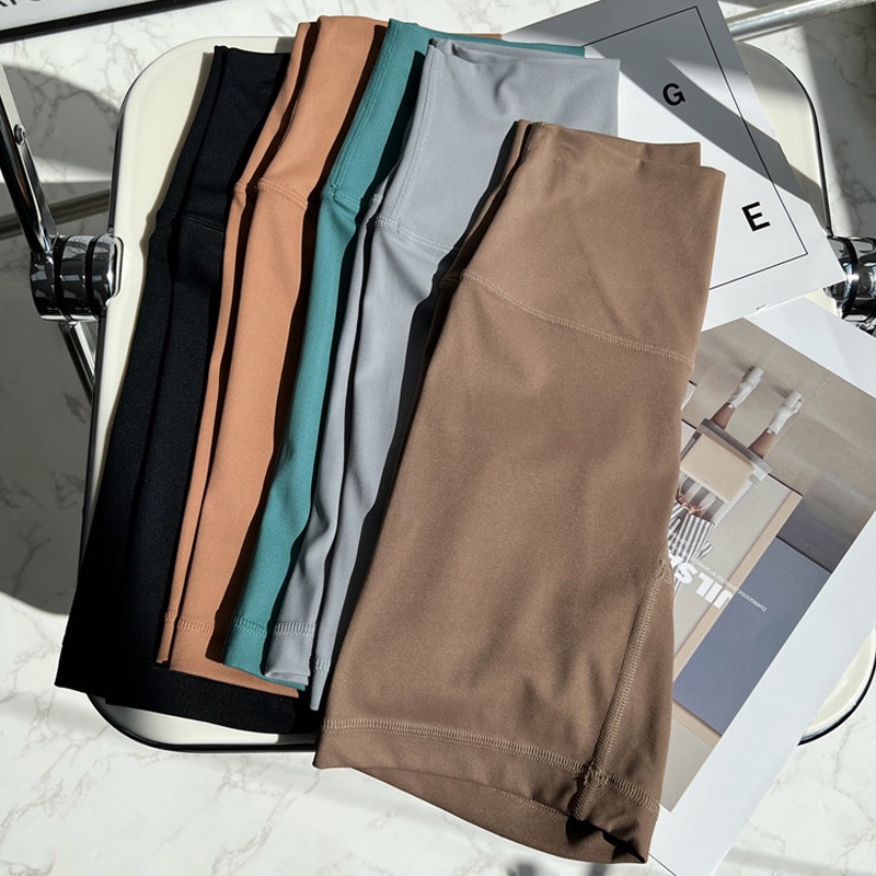 Quần Short Thể Thao Tập Yoga Không Xuyên Thấu Lưng Cao Màu Nude Mật Ong Đào Ôm Hông