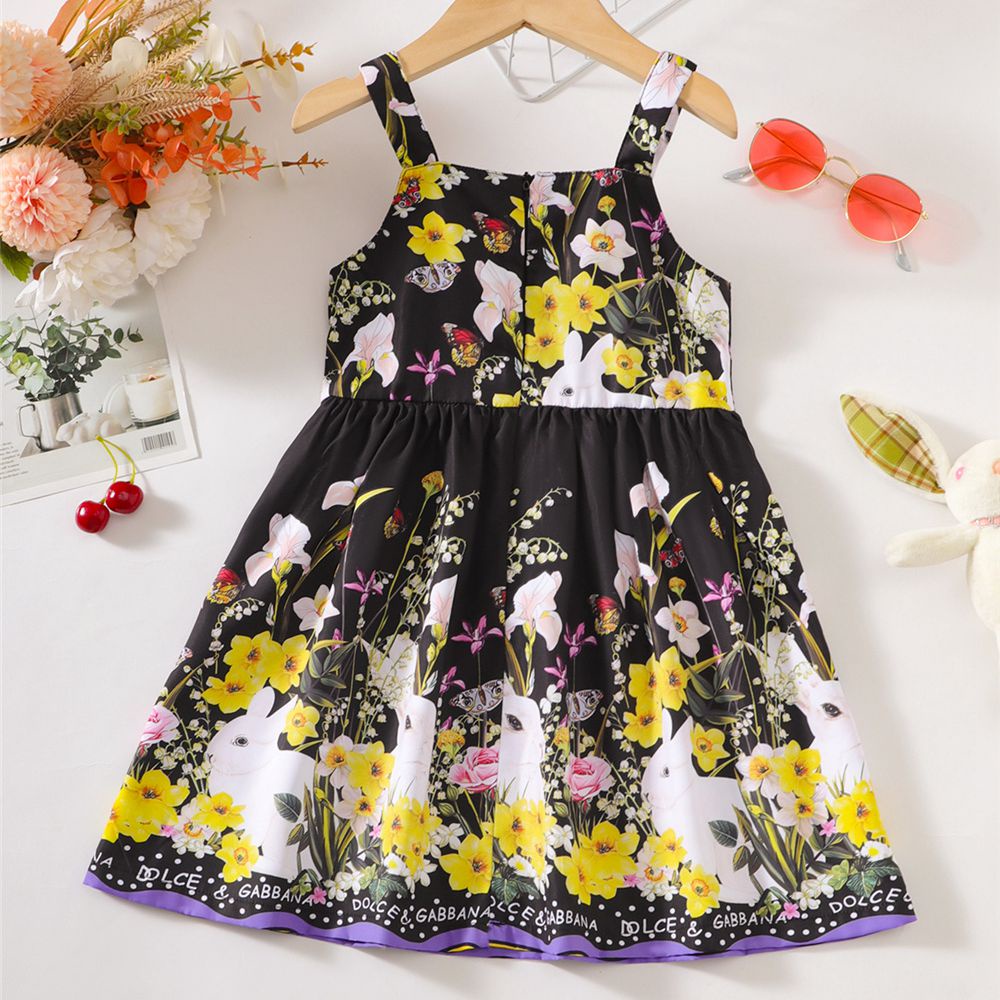 Đầm Chữ A In Hoa Dễ Thương Thời Trang Mùa Hè Cho Bé Gái 4-8 Tuổi