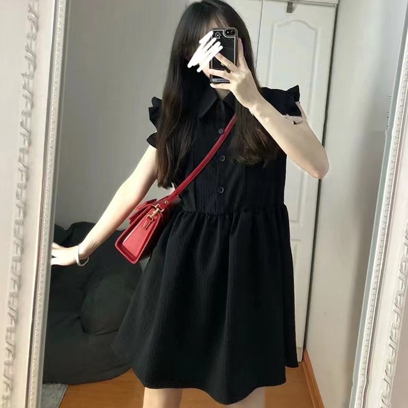 Đầm Màu Đen Thiết Kế Nhỏ Nhắn Xinh Xắn Thời Trang Mùa Hè Theo Phong Cách Pháp