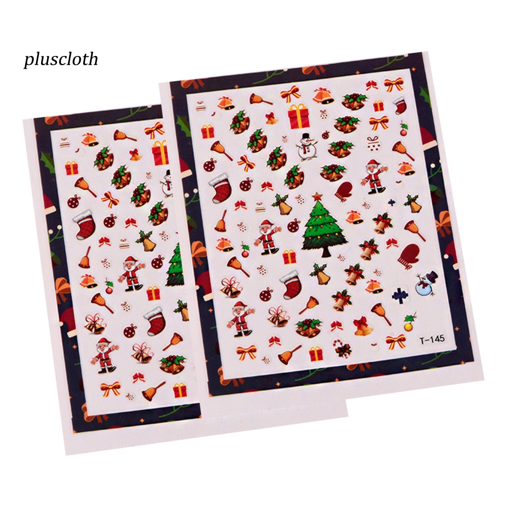 Bộ 2 Miếng Dán Trang Trí Móng Tay Bằng PVC Siêu Mỏng Chống Nước In Họa Tiết Hoạt Hình Giáng Sinh