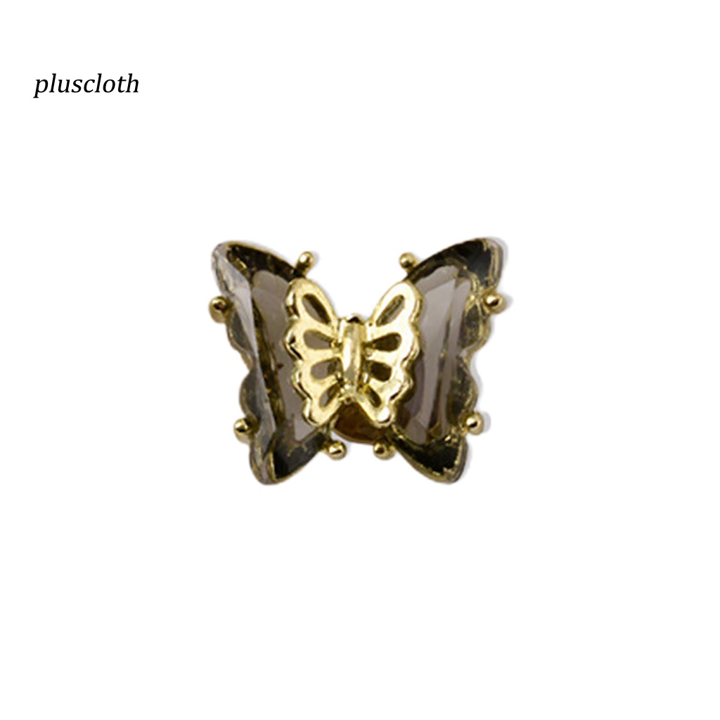 &lt; Plusclothing &gt; Phụ Kiện Trang Trí Móng Tay Nghệ Thuật Hình Bướm Pha Lê Lấp Lánh Có Thể Xoay