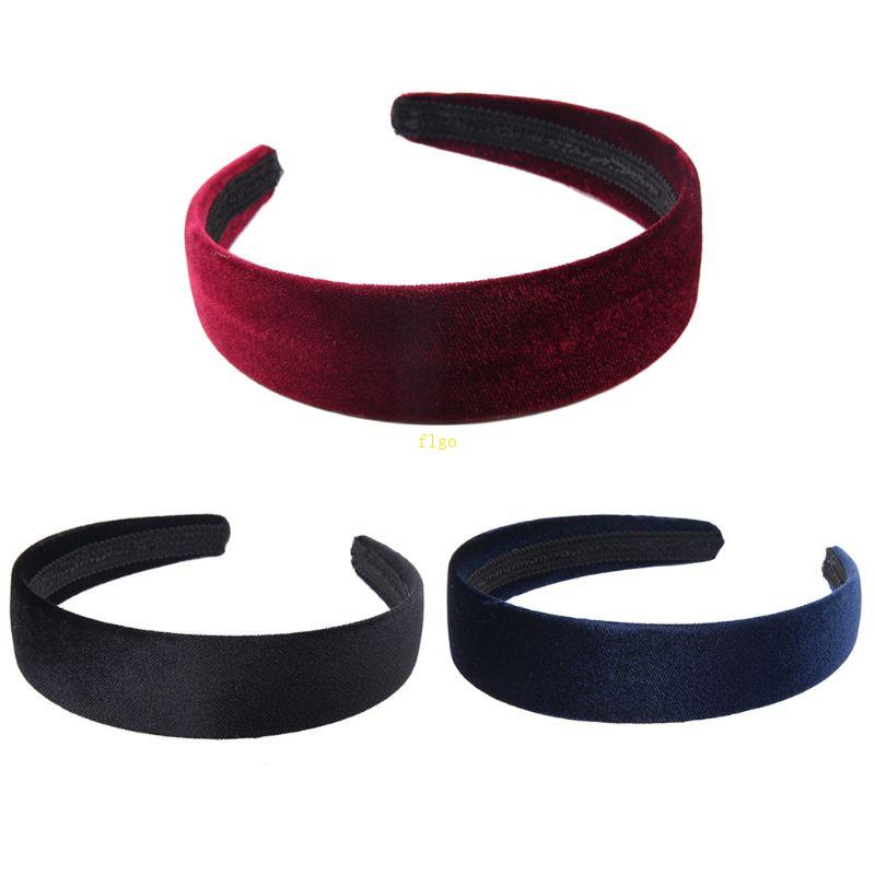 Băng Đô Vải Nhung Bản Rộng Màu Trơn Phong Cách Đơn Giản Cho Nữ