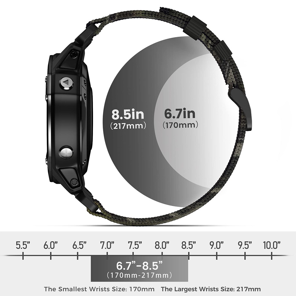 Dây Đeo Nylon 26mm 22mm Họa Tiết Rằn Ri Thay Thế Cho Garmin Fenix 7 7X 6 6X Pro 5 5X Plus 3 3HR 2 Marq Epix Gen2 Pro 47mm 51mm