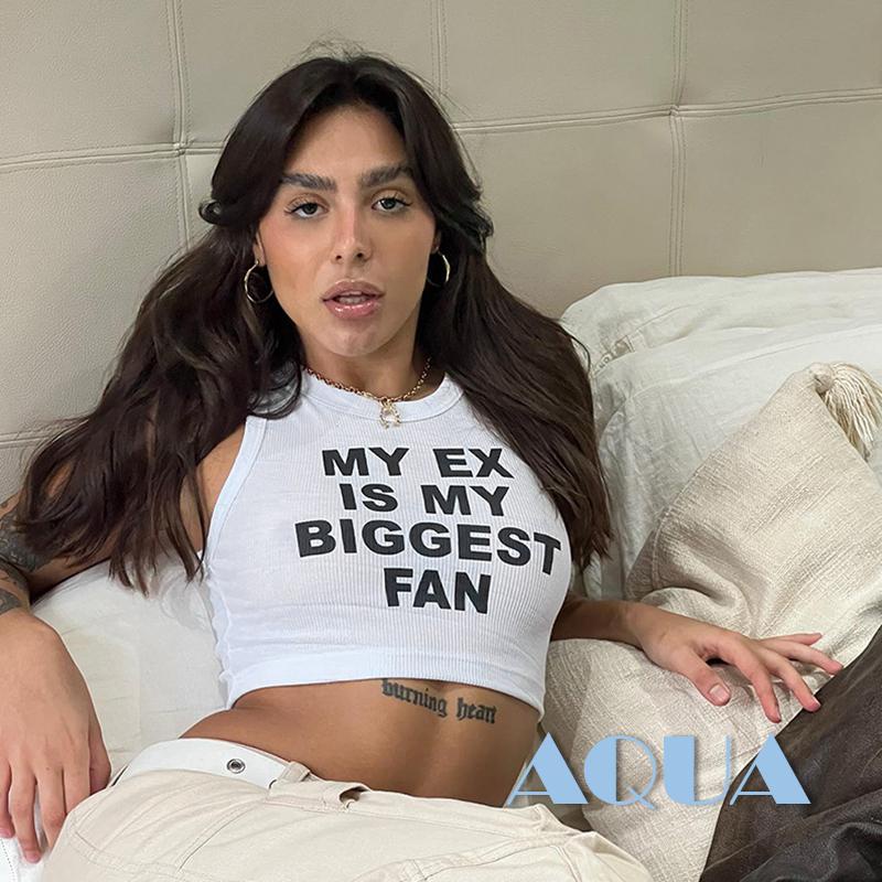 Áo Tank Top Sát Nách Cổ Tròn In Chữ Thời Trang Mùa Hè Cho Nữ