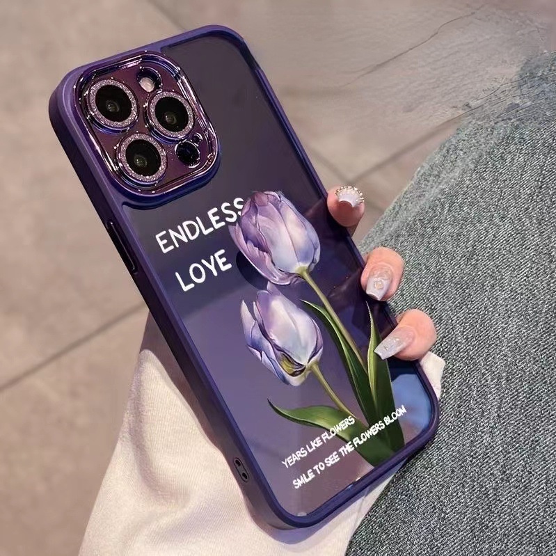 Ốp Điện Thoại TPU Họa Tiết Hoa Hồng Pha Lê Thời Trang Xinh Xắn Cho iPhone 14 13 12 11 Promax JCSHOP