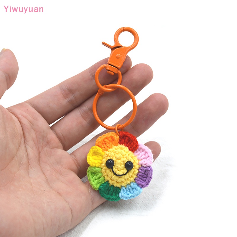 < Yiwuyuan > Móc Khóa Điện Thoại Di Động Mặt Dây Len Đan Thủ Công Mặt Cười Hoa Hướng Dương Nhỏ Sáng Tạo Thích Hợp Làm