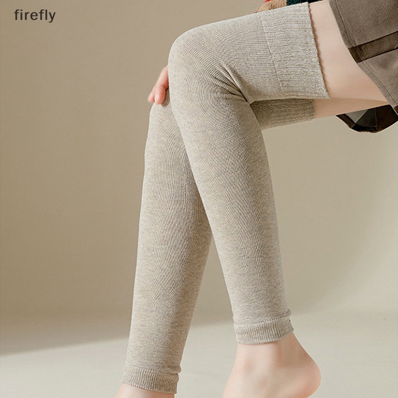 [firefly] Vớ Ống Chân Dệt Kim Giữ Ấm Mùa Đông Màu Trơn Cho Nữ