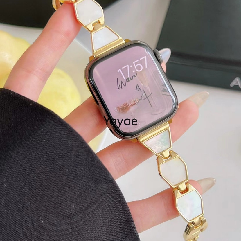 Dây Đeo Đồng Hồ Bằng Hợp Kim + Vỏ Sò Thời Trang 49mm 8 7 45mm 41mm 41mm 38mm Cho iwatch 6 5 4 3 SE 44mm 42mm 40mm