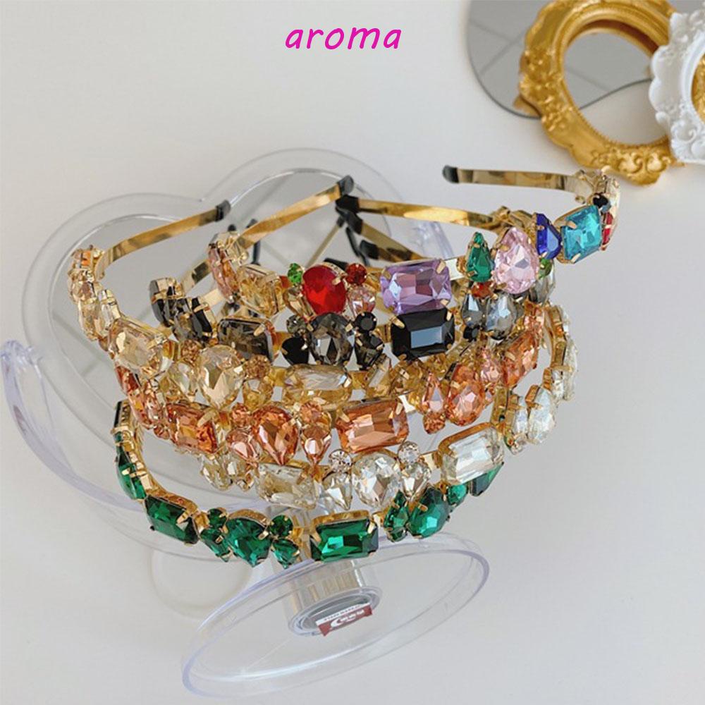 AROMA Băng Đô Cài Tóc Bằng Hợp Kim Mỏng Đính Đá Sang Trọng Cho Cô Dâu