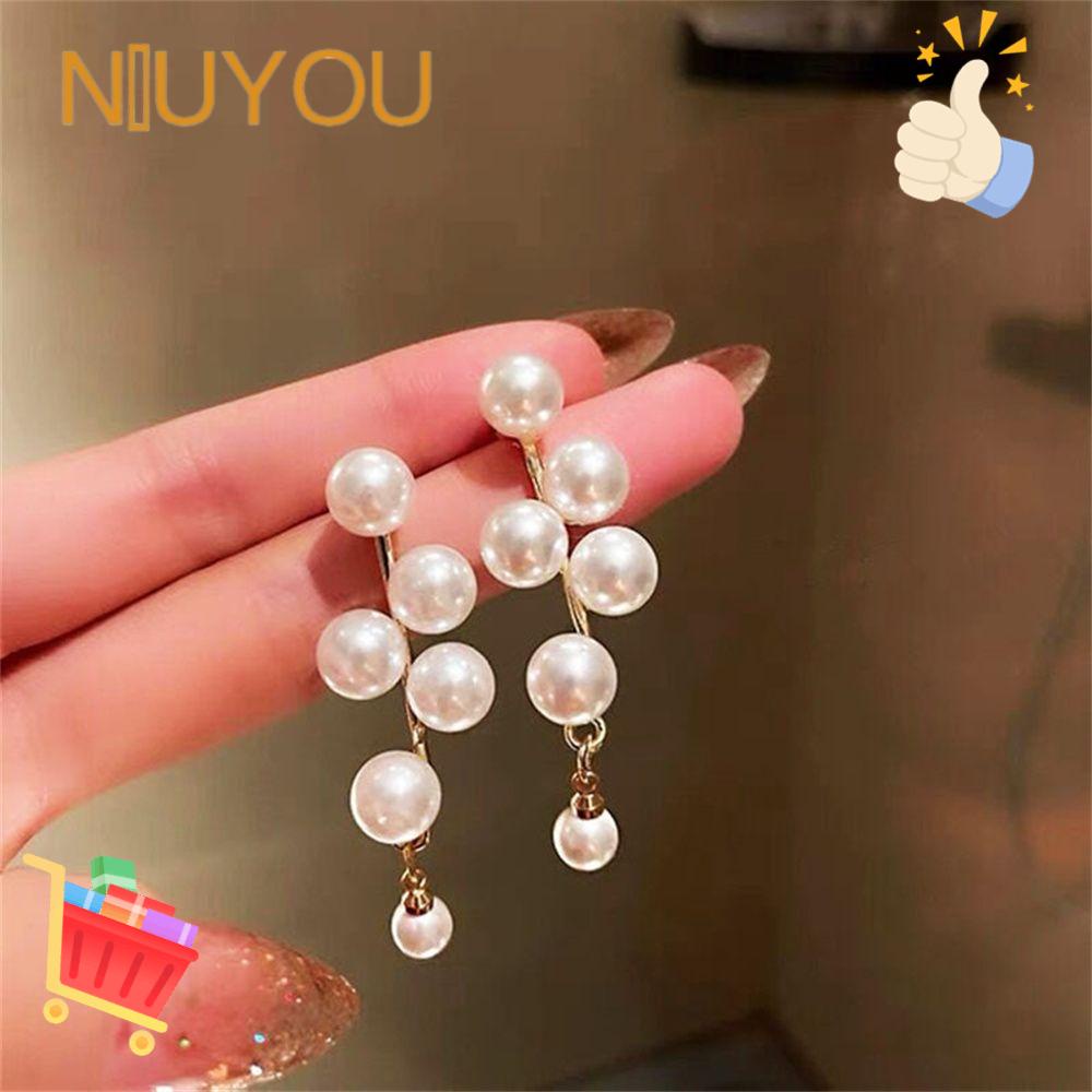 Bông Tai Dáng Dài Hình Giọt Nước Màu Trắng Phong Cách Thời Trang Mới|Bông Tai Tua Rua Thời Trang Nữ Tính