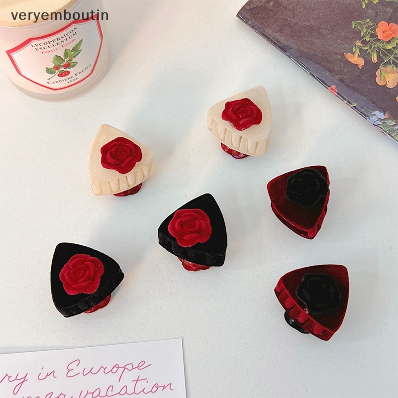 Kẹp Tóc Hình Tai Mèo Hai Mặt Màu Trơn Phong Cách Retro