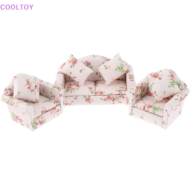 Set 3 Mô Hình Ghế Sofa Mini Tỉ Lệ 1: 12 Dùng Để Trang Trí Nhà Búp Bê