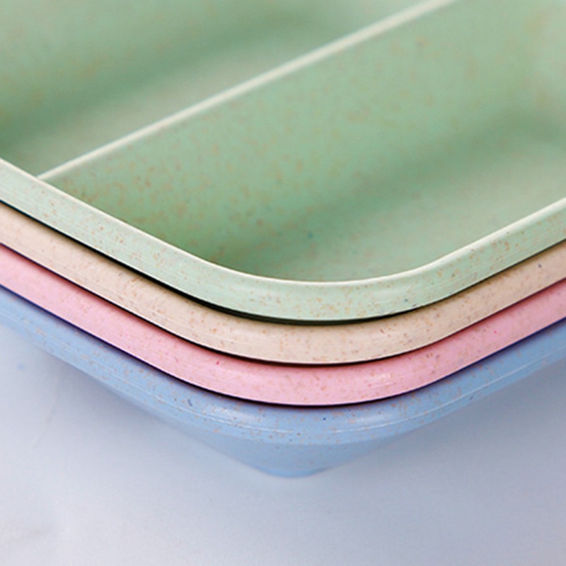 1 Đĩa Đựng Gia Vị Hai Ngăn Hình Vuông Bằng Sợi Lúa Mì Nhiều Màu Sắc Sáng Tạo