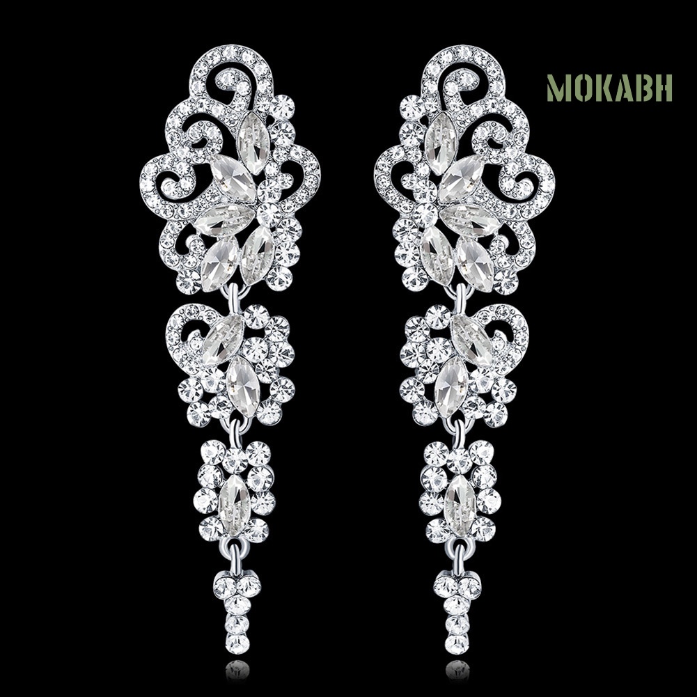 Bông Tai Dáng Dài Đính Đá Thời Trang Sang Trọng Cho Nữ