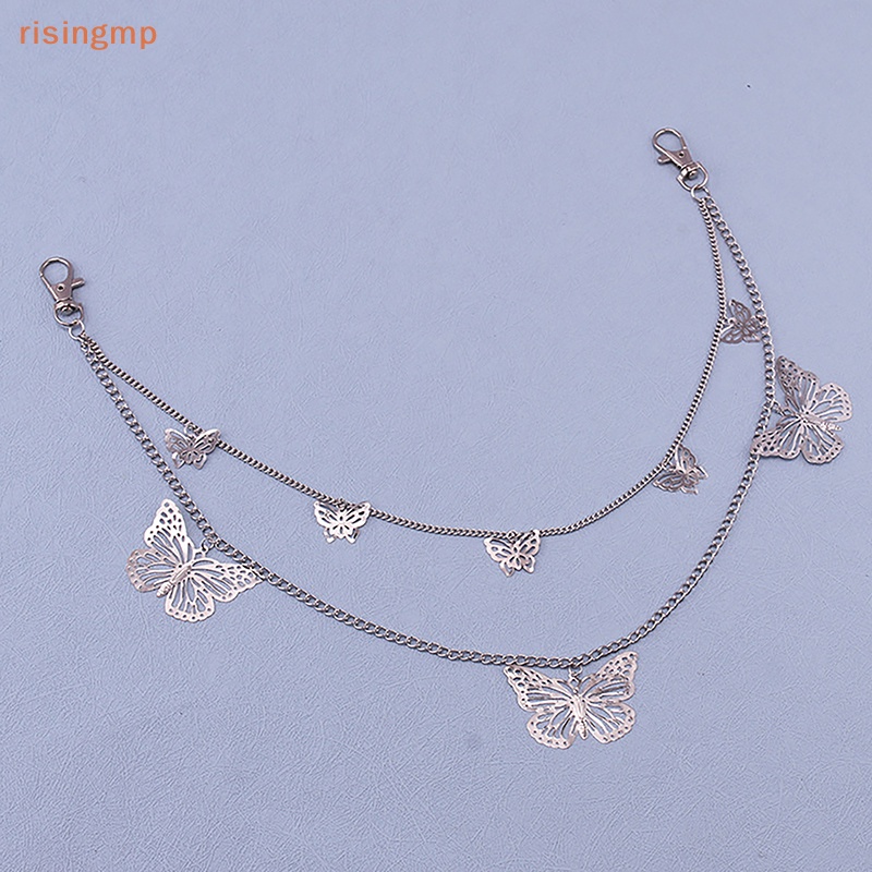 Móc Khóa Dây Xích Hai Lớp Hình Bướm Rỗng Phong Cách Hip Hop Thời Trang Cho Nam Và Nữ