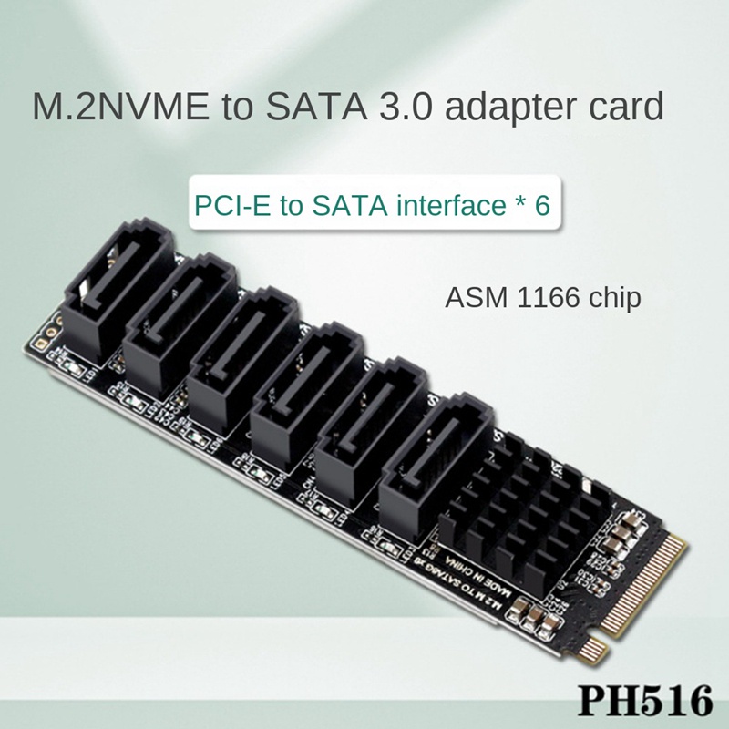 Card ChuyểN ĐổI M2 Sang 6 CổNg SATA Sang NVME M.2 Key M 6Gbps SSD Sang SATA3.0 Cho MáY TíNh