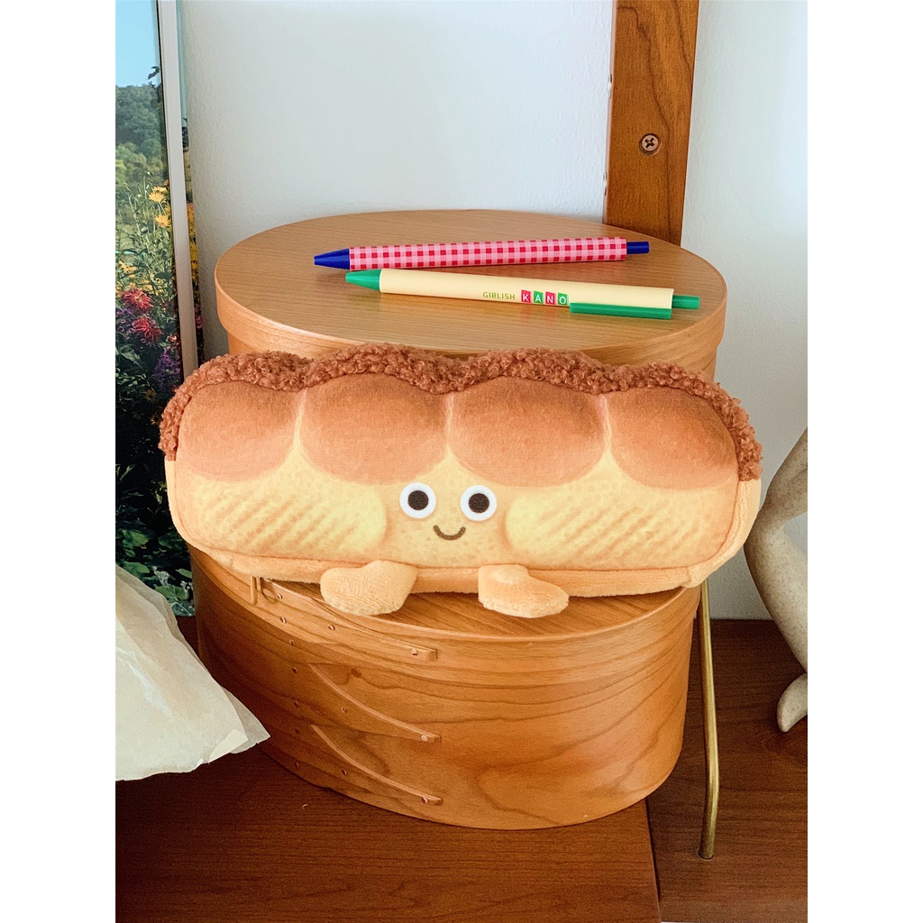 Túi Đựng Bút Hình Bánh Mì Nướng Sức Chứa Lớn Dễ Thương Sáng Tạo