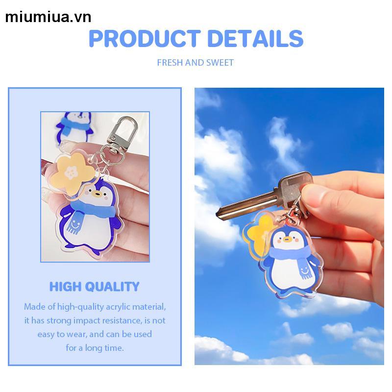 miumiuaMóc Khóa Hình Chim Cánh Cụt Bằng Acrylic Trong Suốt Hai Mặt Dễ Thương