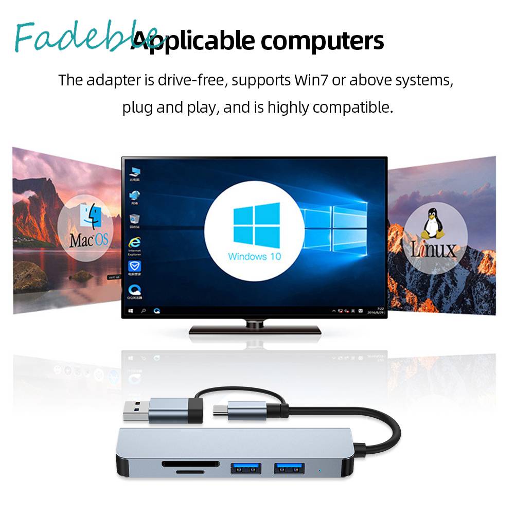 Bộ Hub USB 3.0 5 Trong 1 Hỗ Trợ TF / PD Cho Laptop