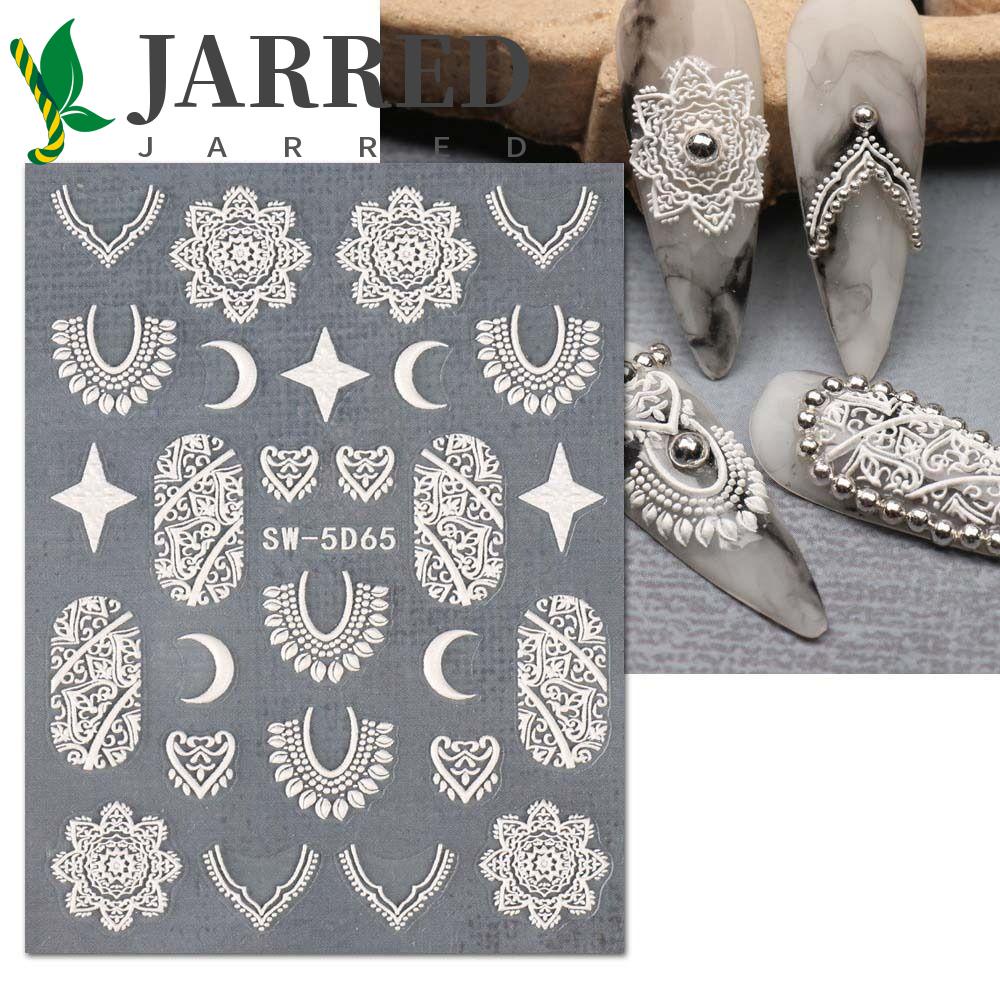 Hình Dán Trang Trí Móng Tay Họa Tiết Ren Màu Trắng Đen Đẹp Mắt