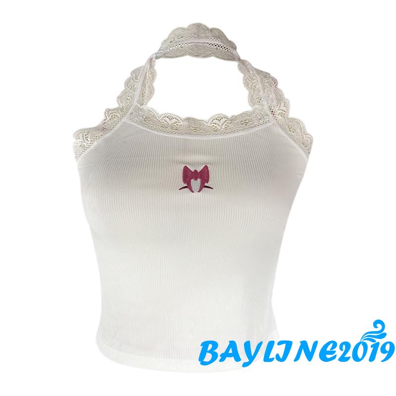 Áo Lửng Hai Dây Phối Ren Thêu Họa Tiết Thời Trang Mùa Hè Cho Nữ