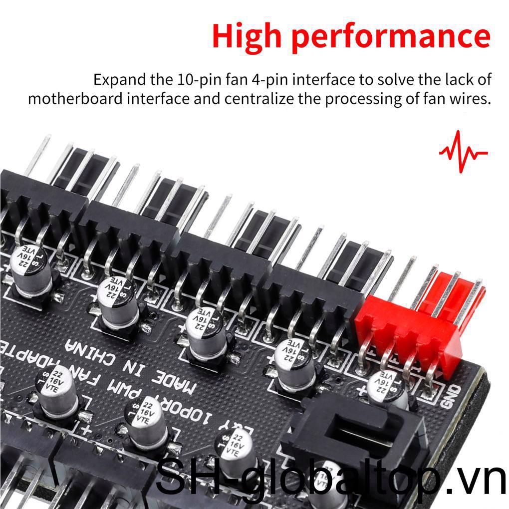 Bo Mạch Chủ 10 Ổ Cắm Điều Khiển Nhiệt Độ Quạt Tản Nhiệt 4 Pin PWM Tách 1 Nguồn Tách 12V