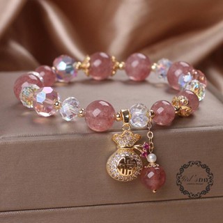 Lắt tay thạch anh dâu tây Thạch anh tình yêu vòng tay nữ vòng tay phong thuỷ Vòng Tay Pha Lê vòng đá phong thuỷ vòng tay chuỗi hạt vòng tay may mắnvòng tay đôi bạn thân