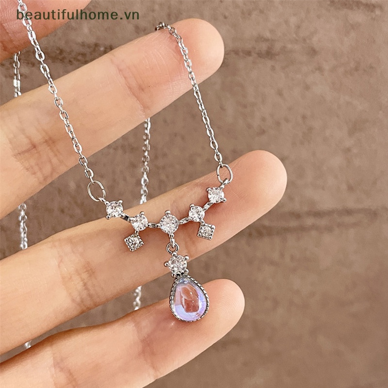 [beautifulhome] Vòng cổ Đính Đá Mặt Trăng Hình Giọt Nước Sáng Tạo Thời Trang Cho Nữ [beauty]