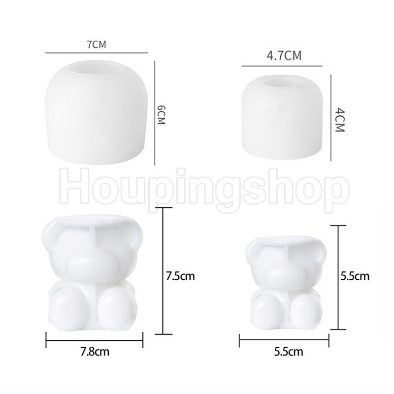 Khuôn Silicone Làm Đá / Kem / Trà Sữa / Cà Phê Hình Gấu 3D Sáng Tạo