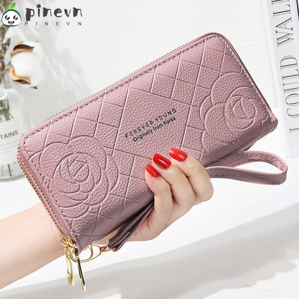 Ví Da Cầm Tay Dáng Dài Có Khóa Kéo Thời Trang Giá Đỡ