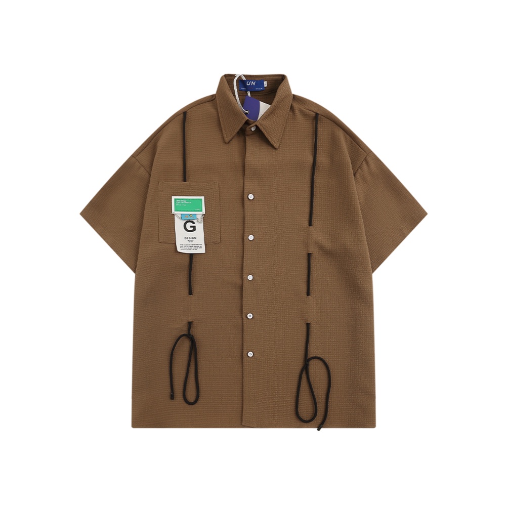 Áo Sơ Mi Tay Ngắn Phồng Thời Trang Đường Phố Retro Mỹ Cá Tính Cho Nam