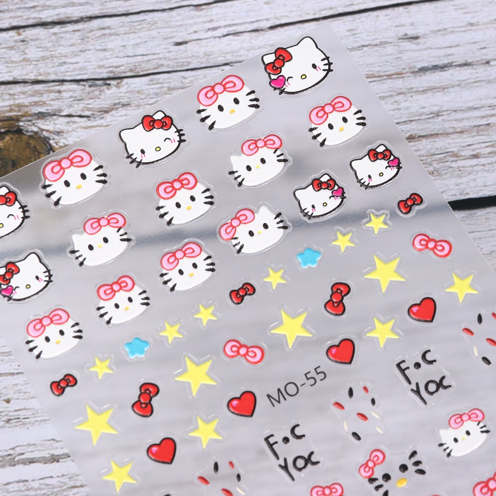 Miếng Dán Trang Trí Móng Tay 3D Dập Nổi Họa Tiết Mèo Hoạt Hình Dễ Thương Dành Cho Trẻ Em
