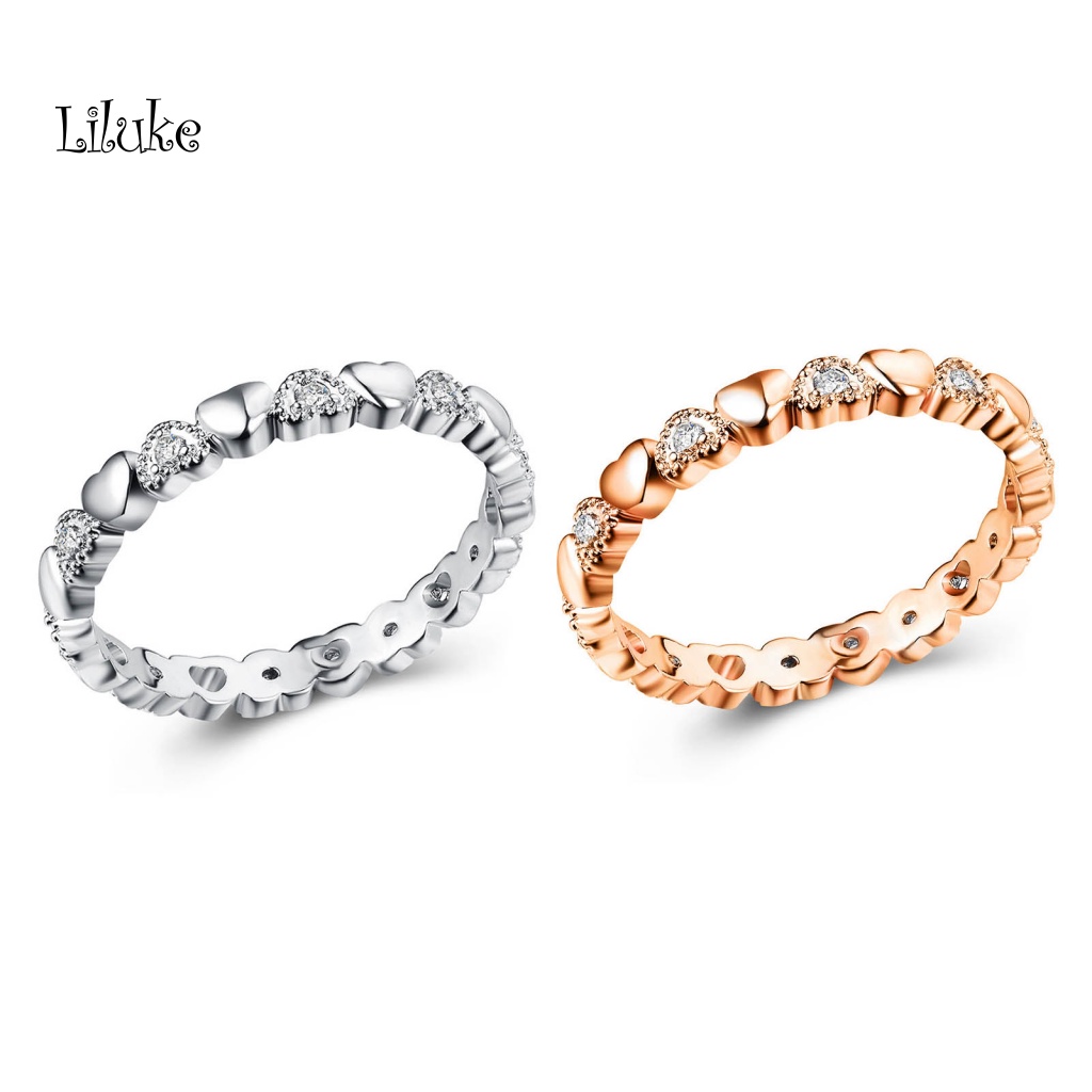 Nhẫn Mạ Bạc Trang Trí Hình Trái Tim Đính Đá Thời Trang Cho Nữ