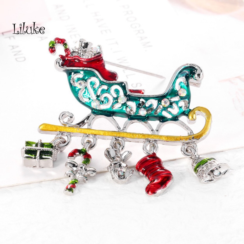 Trâm Cài Áo Hình Chiếc Tất / Chuông Giáng Sinh Đính Đá Thời Trang Cho Nữ