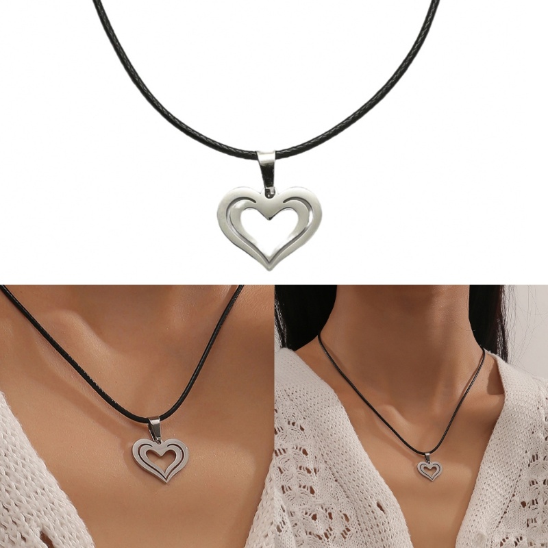 Vòng cổ Da Mặt Trái Tim Rỗng Có Thể Điều Chỉnh